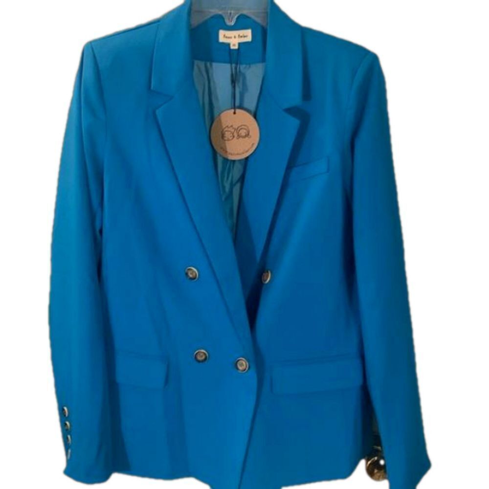 NWT AARON & AMBER AQUA BLUE DOUBLE BREASTED BLAZER SZ M